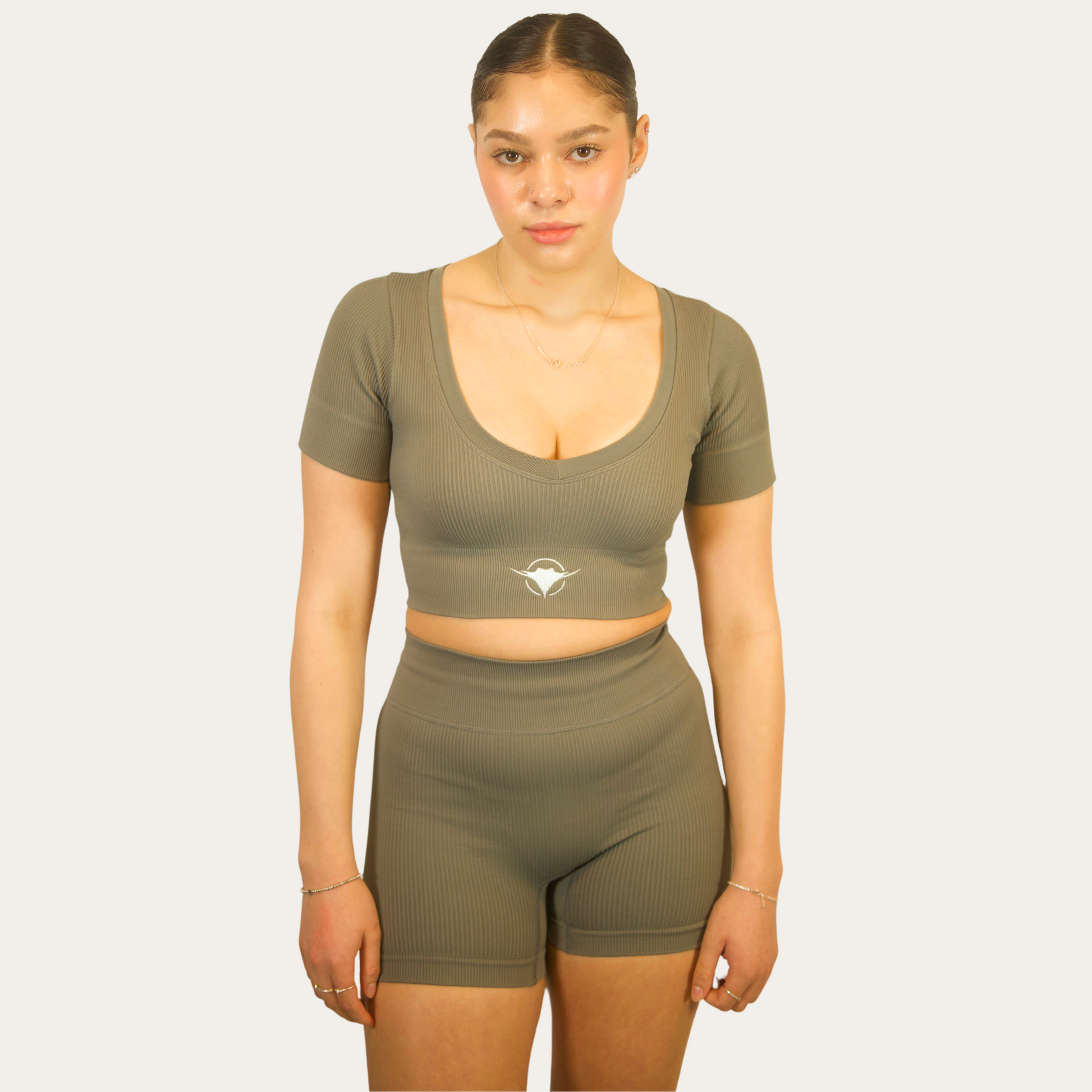 Ribbed V-Neck Crop Top