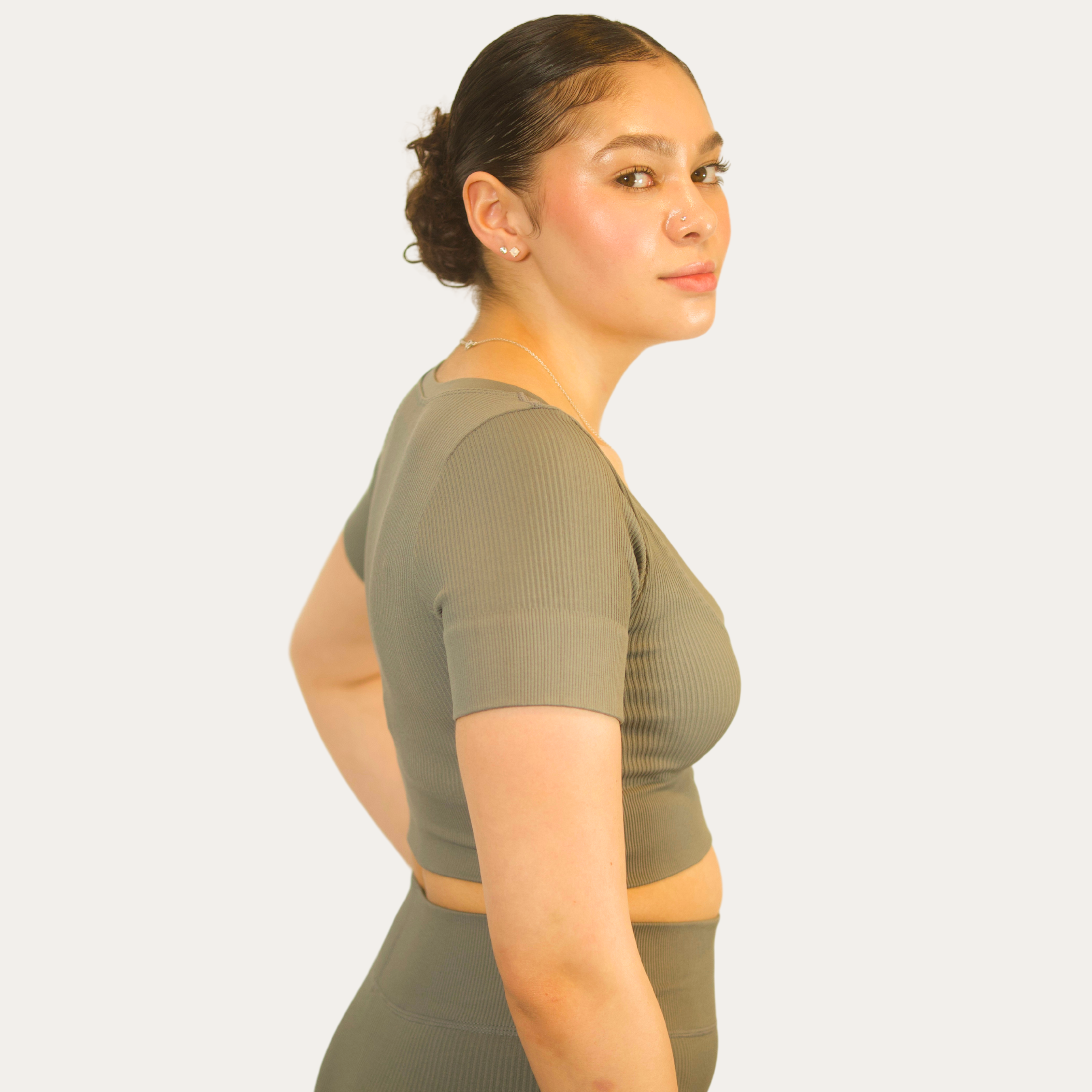 Image of Ribbed V-Neck Crop Top